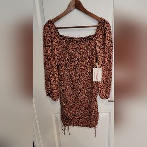 NEW Boho Smocked Floral Dress Sz S